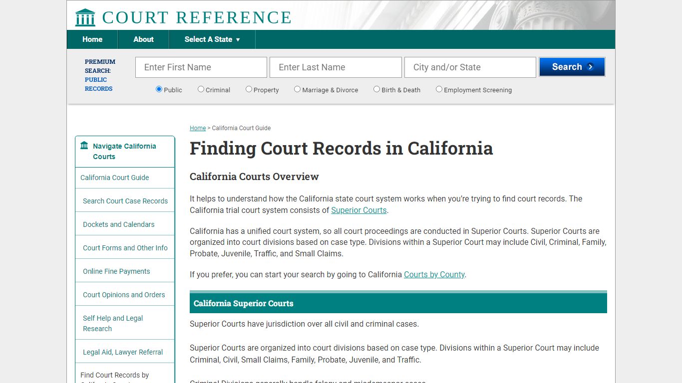 How to Find California Court Records | CourtReference.com
