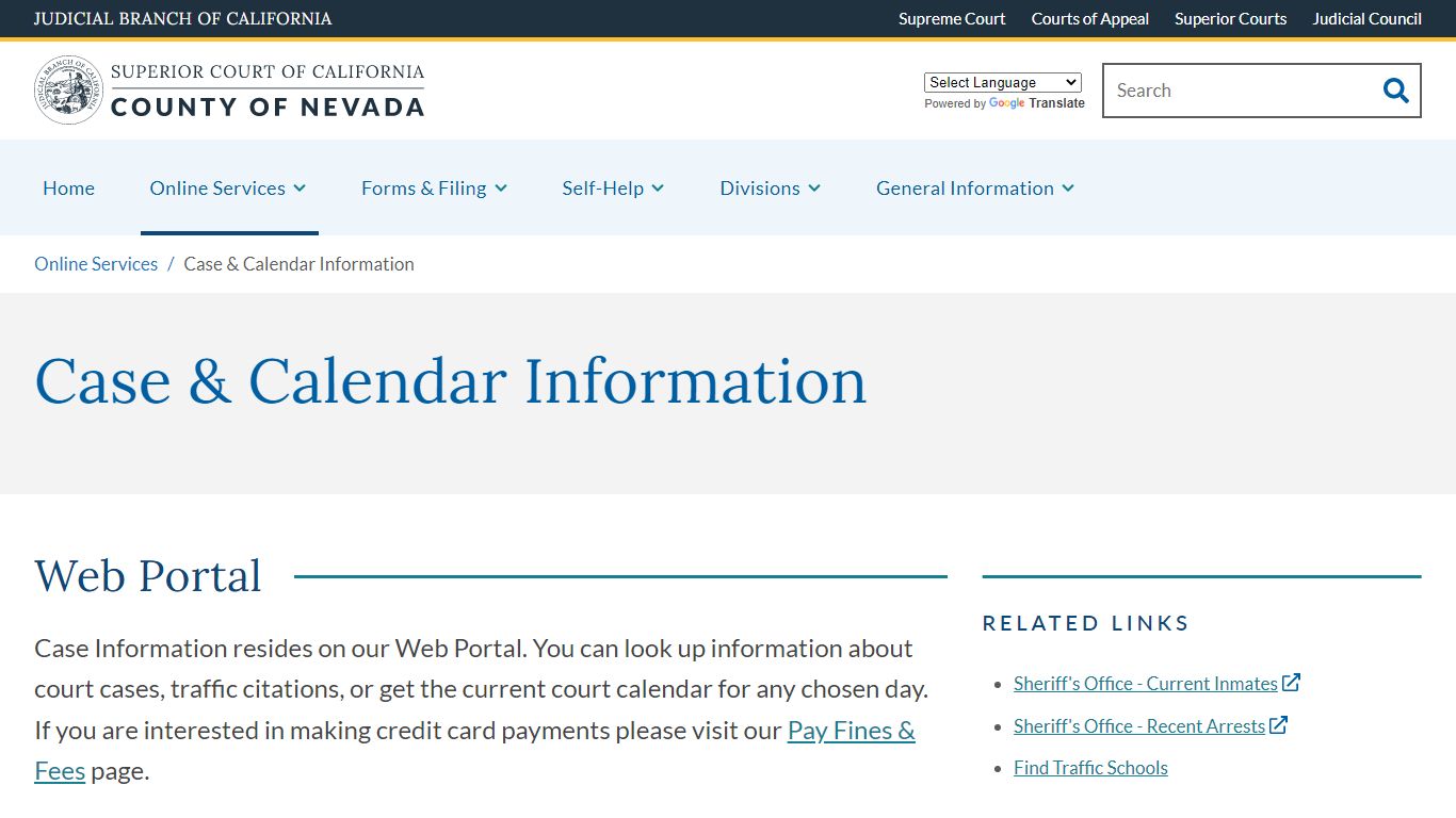 Case & Calendar Information | Superior Court of California | County of ...