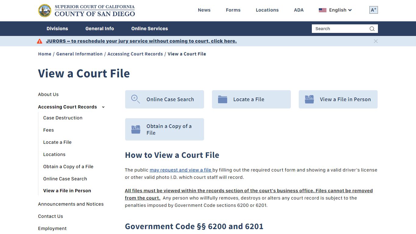 View a Court File | Superior Court of California - County of San Diego